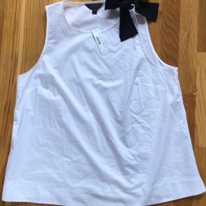 NWT J Crew Loose White Top With Black Bow